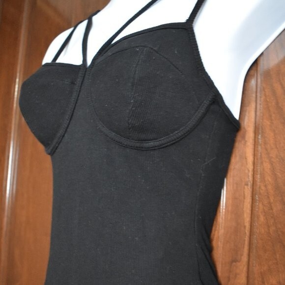 Brooklyn Karma Black Strappy Underwire Bodysuit Size Medium Thong Adjustable - Picture 9 of 16